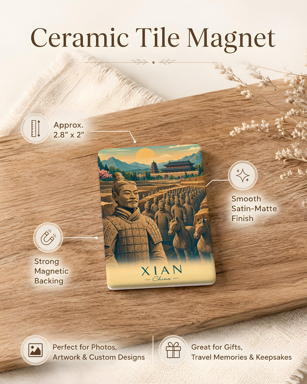 Terracotta Army Fridge Magnet, Ancient Chinese Warrior Statue Souvenir Magnet, Qin Dynasty Soldier Magnet Gift