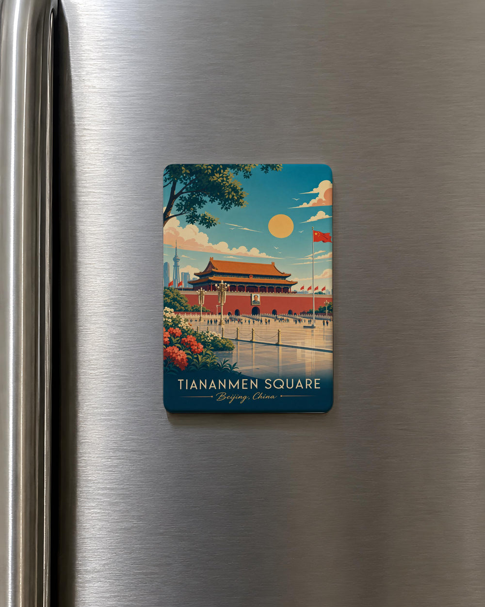 Tiananmen Square Fridge Magnet, Beijing Landmark Souvenir Magnet, China Travel Gift, Historic City Square Magnet