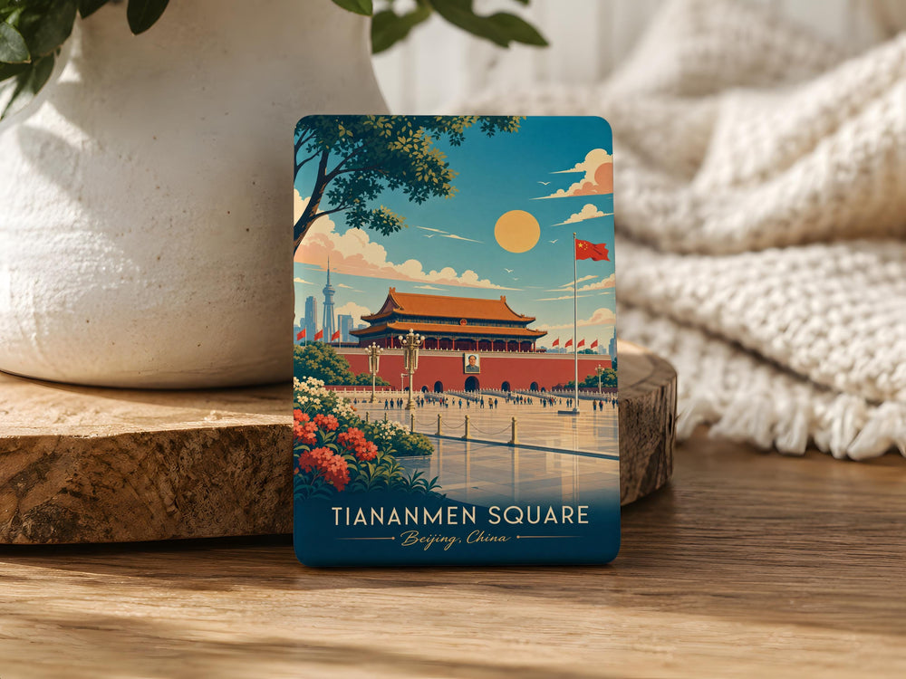 Tiananmen Square Fridge Magnet, Beijing Landmark Souvenir Magnet, China Travel Gift, Historic City Square Magnet