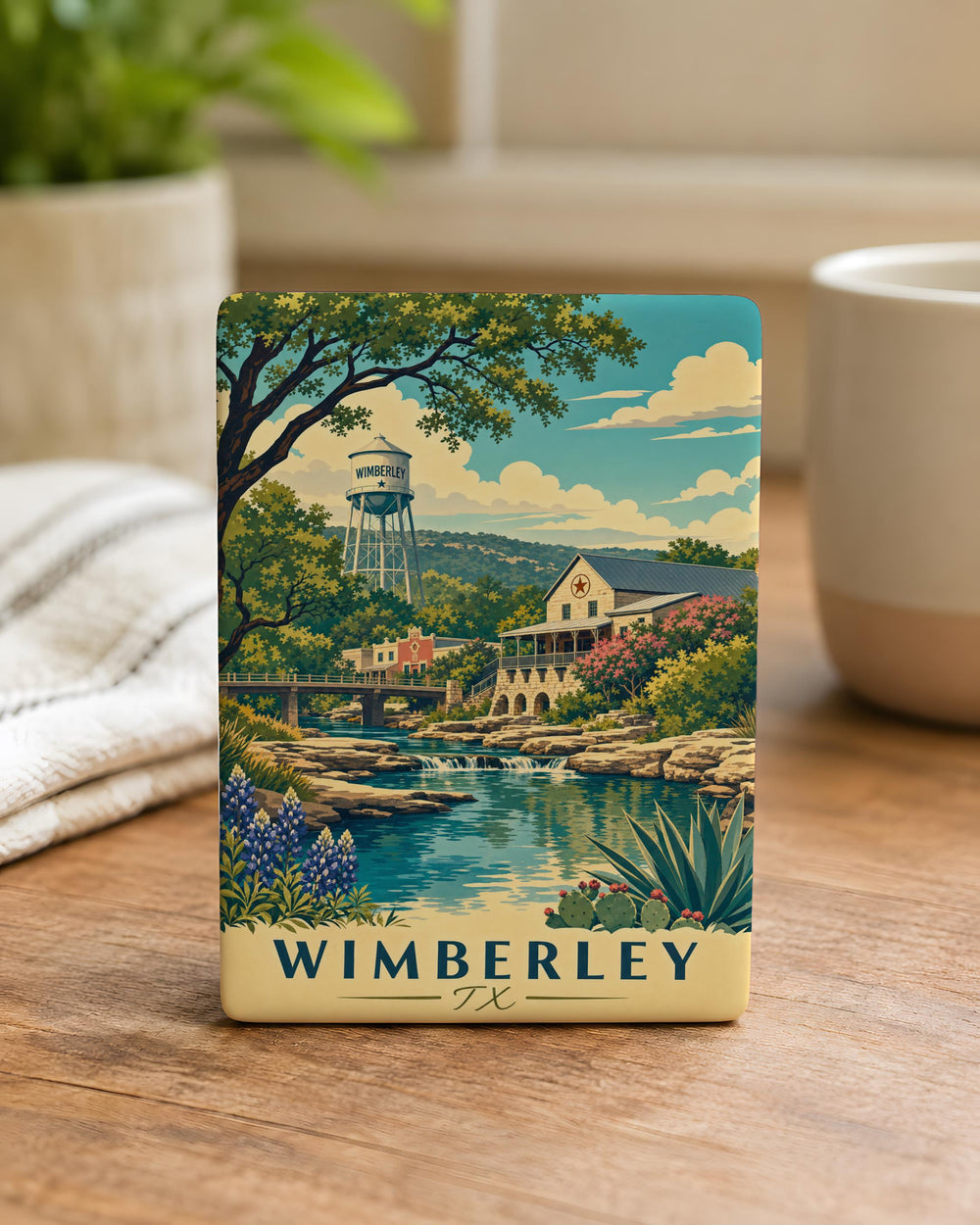 Wimberley TX Fridge Magnet, Wimberley Texas Souvenir Magnet, Hill Country Travel Gift, Texas Town Keepsake Magnet