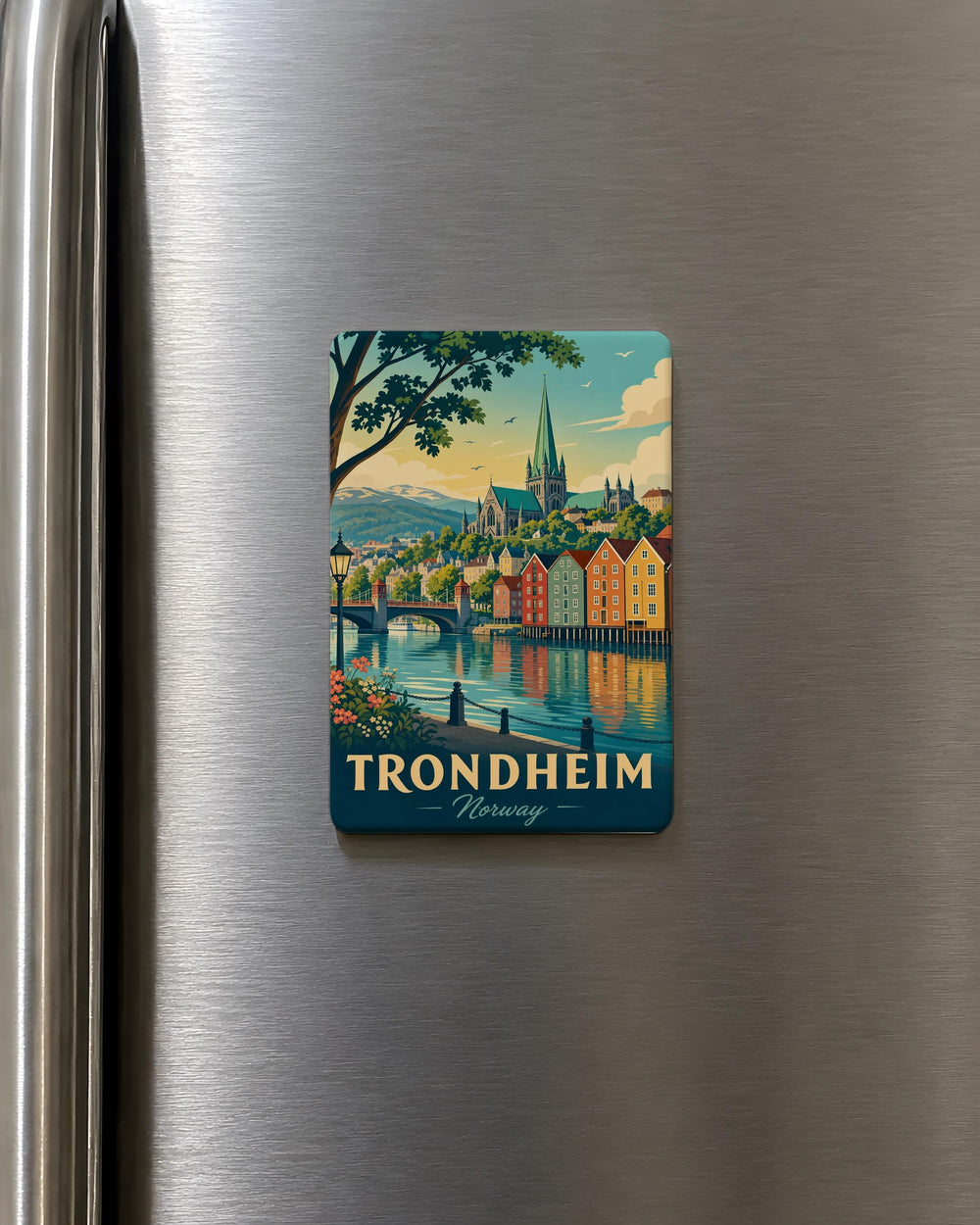 Trondheim Norway Fridge Magnet, Trondheim City Souvenir Magnet, Norway Travel Gift, Scandinavian Landmark Keepsake Magnet