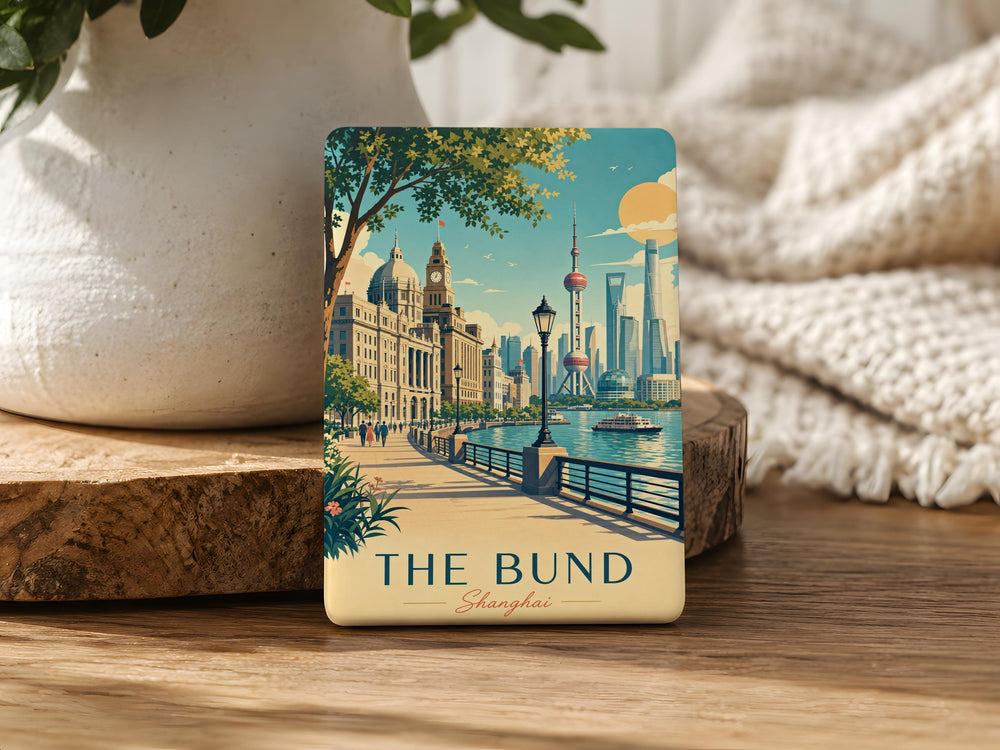 The Bund Shanghai Skyline Fridge Magnet, Waterfront Promenade Landmark Souvenir Magnet, China Travel Gift Magnet
