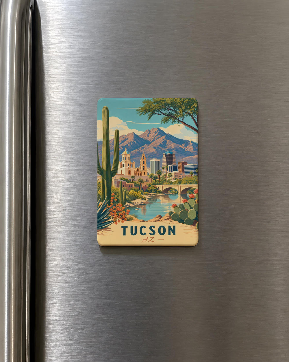 Tucson AZ Fridge Magnet, Tucson Arizona Souvenir Magnet, Desert Southwest Travel Keepsake, Tucson Landmark Gift