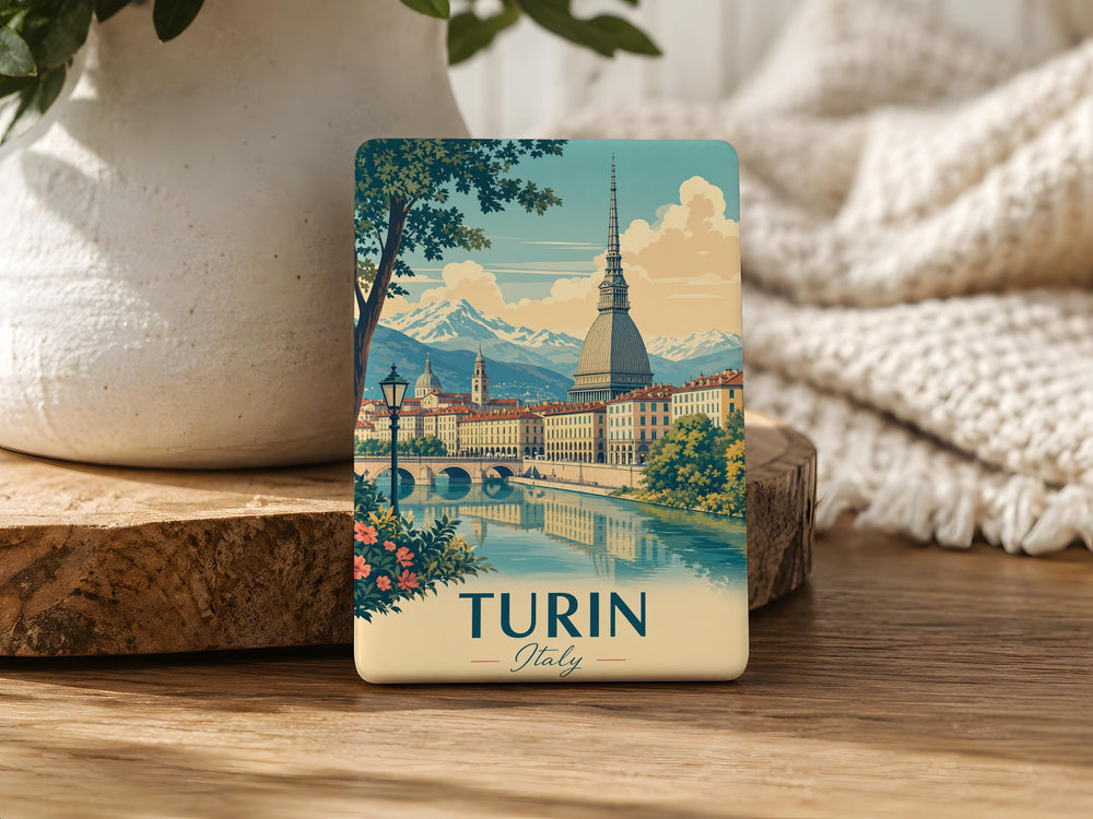 Turin Italy Fridge Magnet, Torino Souvenir Magnet, Turin Landmarks Travel Gift, Italy City Keepsake Magnet