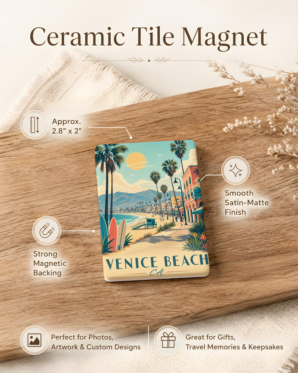 Venice Beach CA Fridge Magnet, Venice Beach California Souvenir Magnet, Los Angeles Beach Travel Gift Magnet
