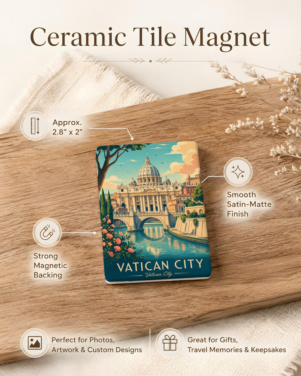 Vatican City Fridge Magnet, St Peter’s Basilica & Vatican Landmarks Souvenir Magnet, Rome Italy Travel Keepsake Gift