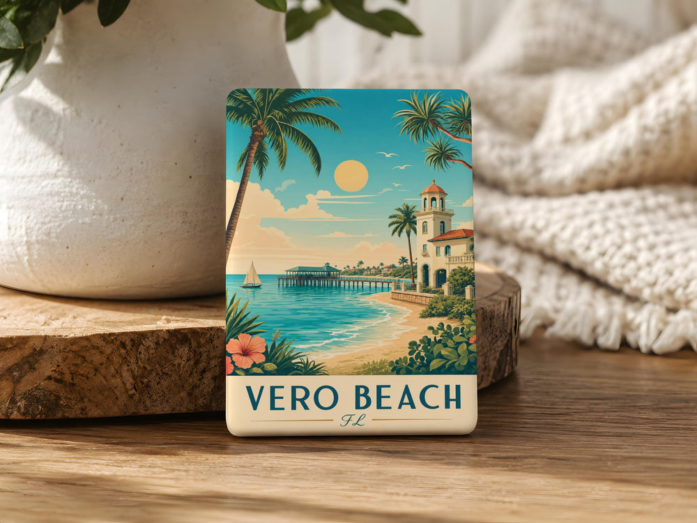 Vero Beach Florida Fridge Magnet, Vero Beach FL Souvenir Magnet, Coastal Beach Town Travel Gift, Vacation Keepsake Magnet