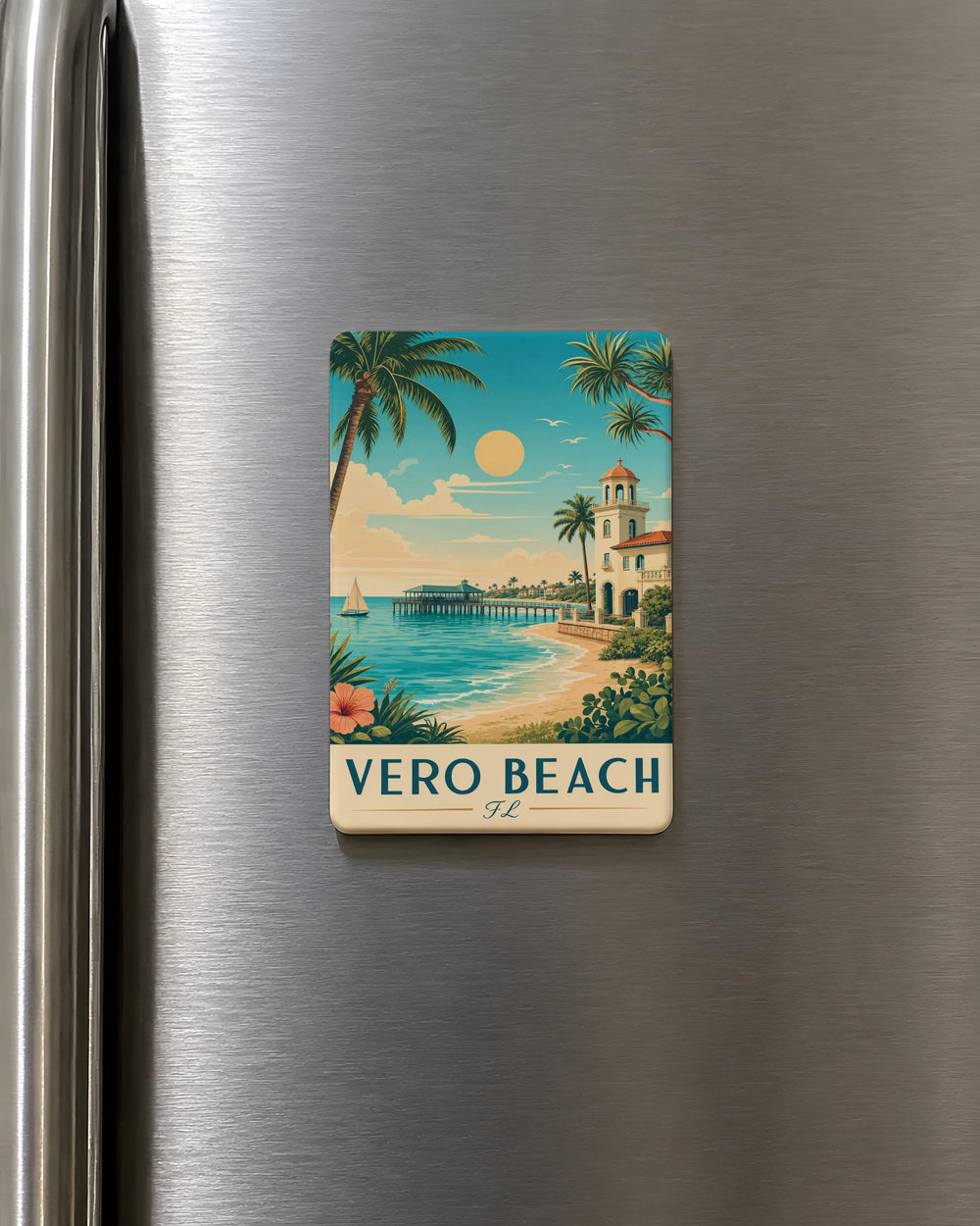 Vero Beach Florida Fridge Magnet, Vero Beach FL Souvenir Magnet, Coastal Beach Town Travel Gift, Vacation Keepsake Magnet