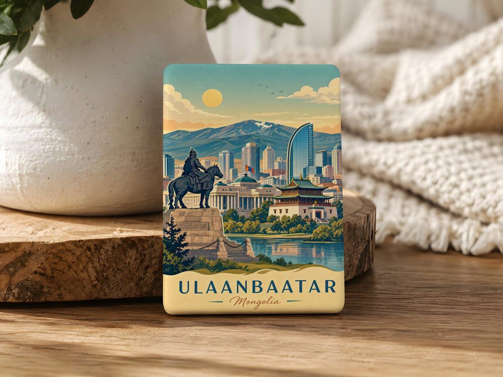Ulaanbaatar Mongolia Fridge Magnet, Ulaanbaatar City Souvenir Magnet, Mongolia Travel Gift, Ulaanbaatar Landmark Magnet