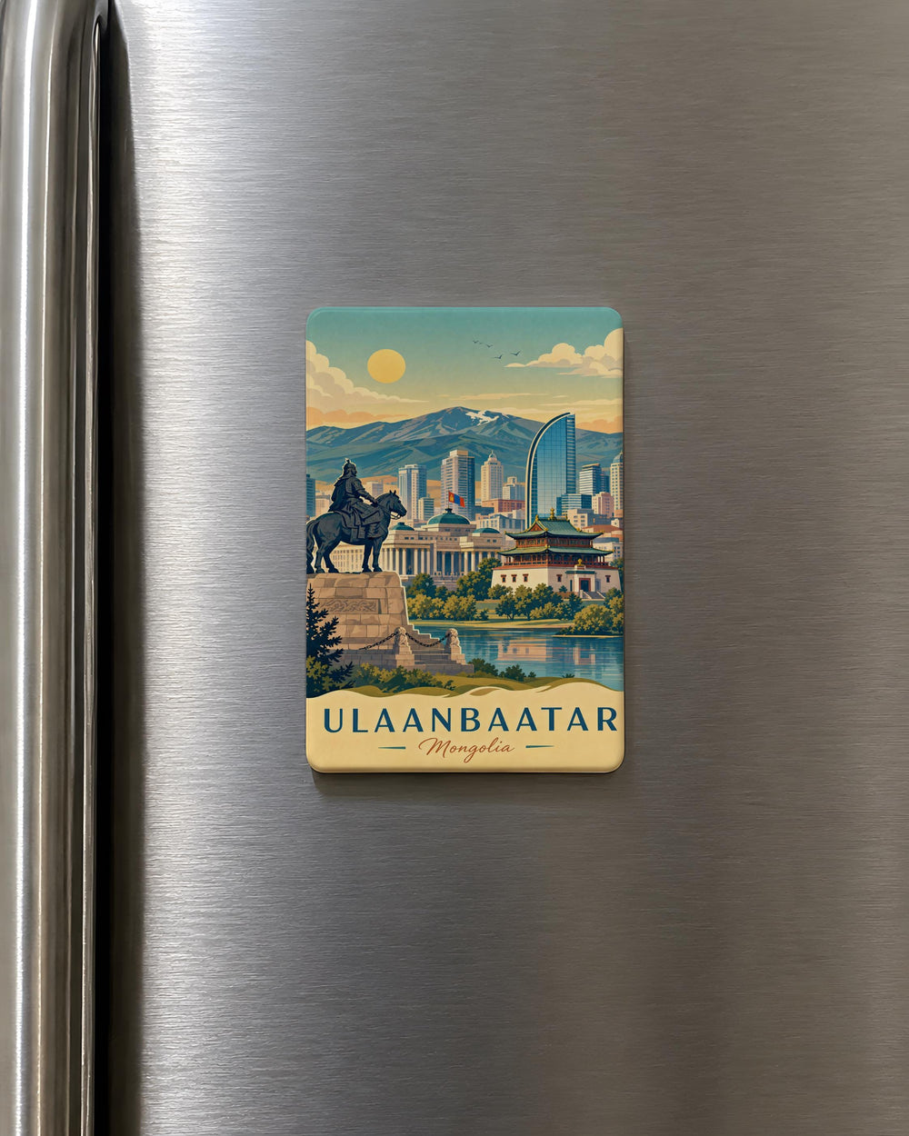 Ulaanbaatar Mongolia Fridge Magnet, Ulaanbaatar City Souvenir Magnet, Mongolia Travel Gift, Ulaanbaatar Landmark Magnet
