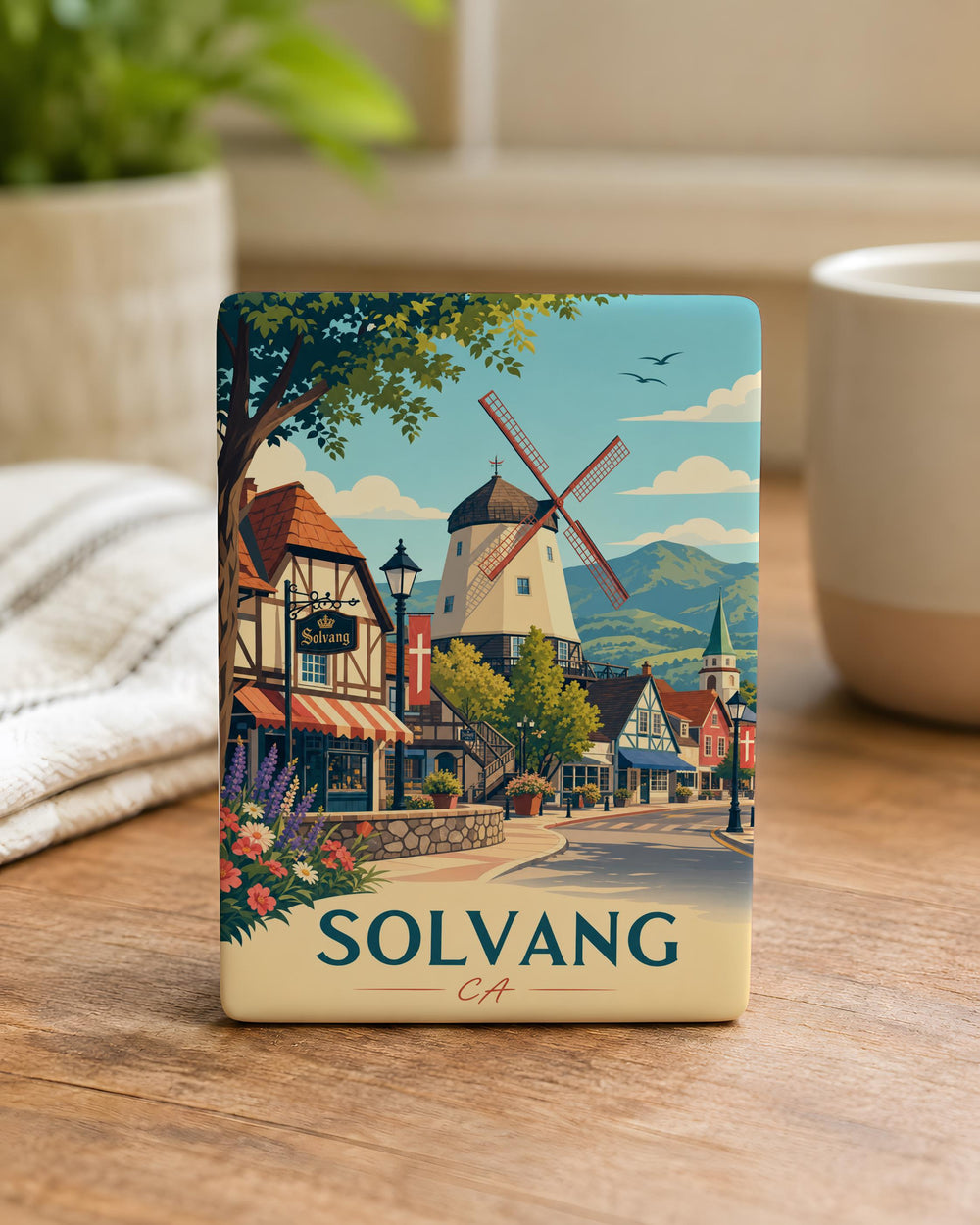 Solvang CA Fridge Magnet, Solvang California Souvenir Magnet, Danish Village Landmark Travel Keepsake Gift