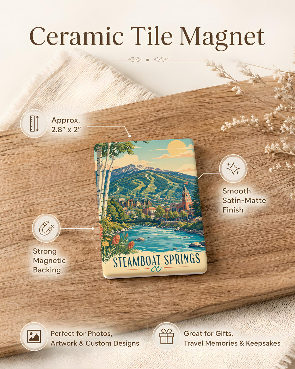 Steamboat Springs CO Fridge Magnet, Steamboat Springs Colorado Souvenir Magnet, Ski Town Mountain Vacation Travel Gift
