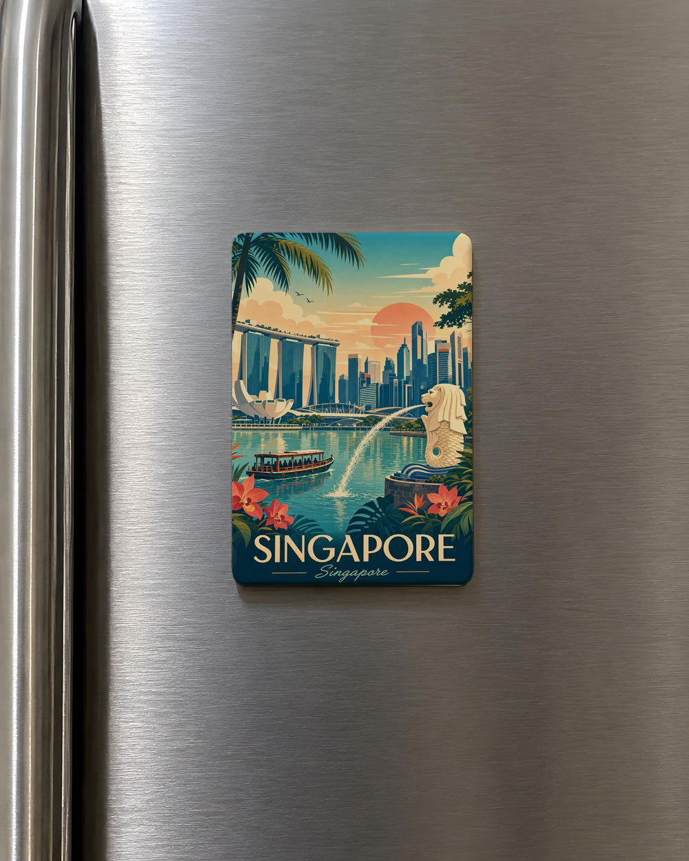 Singapore Fridge Magnet, Singapore Souvenir Magnet, Singapore Travel Gift, Singapore City Landmark Magnet, Singapore Keepsake Magnet