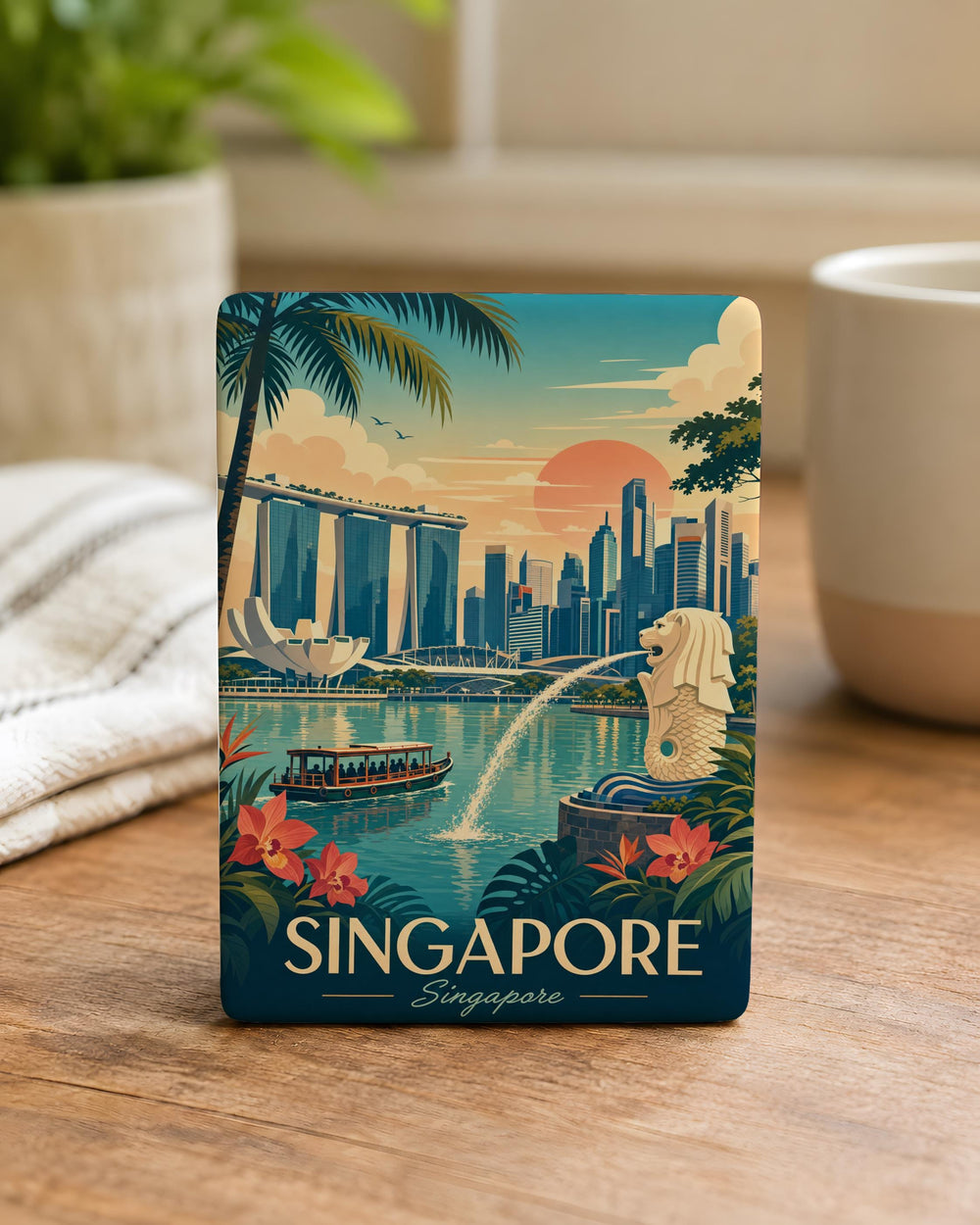 Singapore Fridge Magnet, Singapore Souvenir Magnet, Singapore Travel Gift, Singapore City Landmark Magnet, Singapore Keepsake Magnet