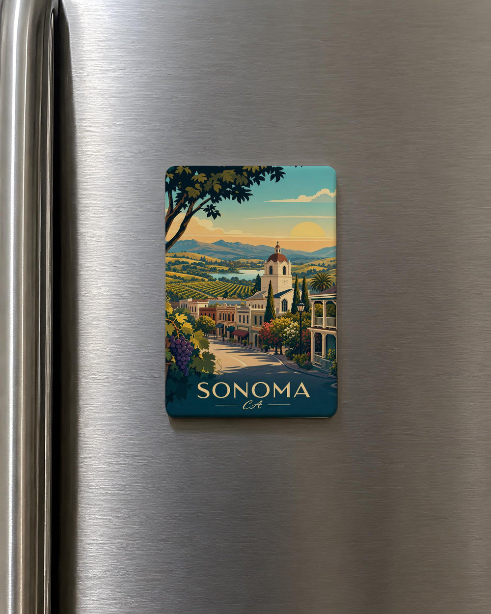 Sonoma CA Fridge Magnet, Sonoma California Souvenir Magnet, Wine Country Travel Gift, Sonoma Valley Keepsake Magnet