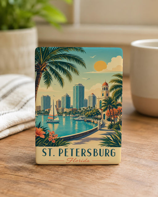 St Petersburg Florida Fridge Magnet, St Pete FL Souvenir Magnet, Tampa Bay Travel Gift, Florida Vacation Keepsake Magnet