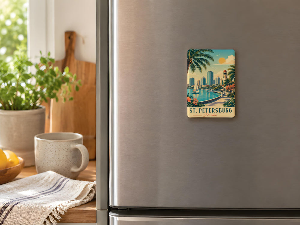 St Petersburg Florida Fridge Magnet, St Pete FL Souvenir Magnet, Tampa Bay Travel Gift, Florida Vacation Keepsake Magnet