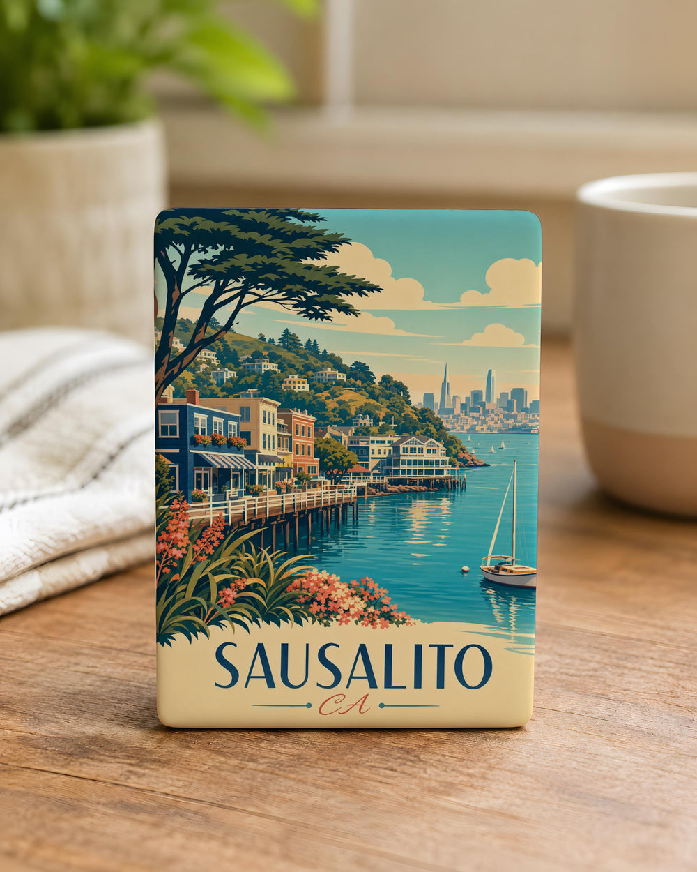 Sausalito CA Fridge Magnet, Sausalito California Souvenir Magnet, Bay Area Travel Gift, Coastal Town Keepsake Magnet