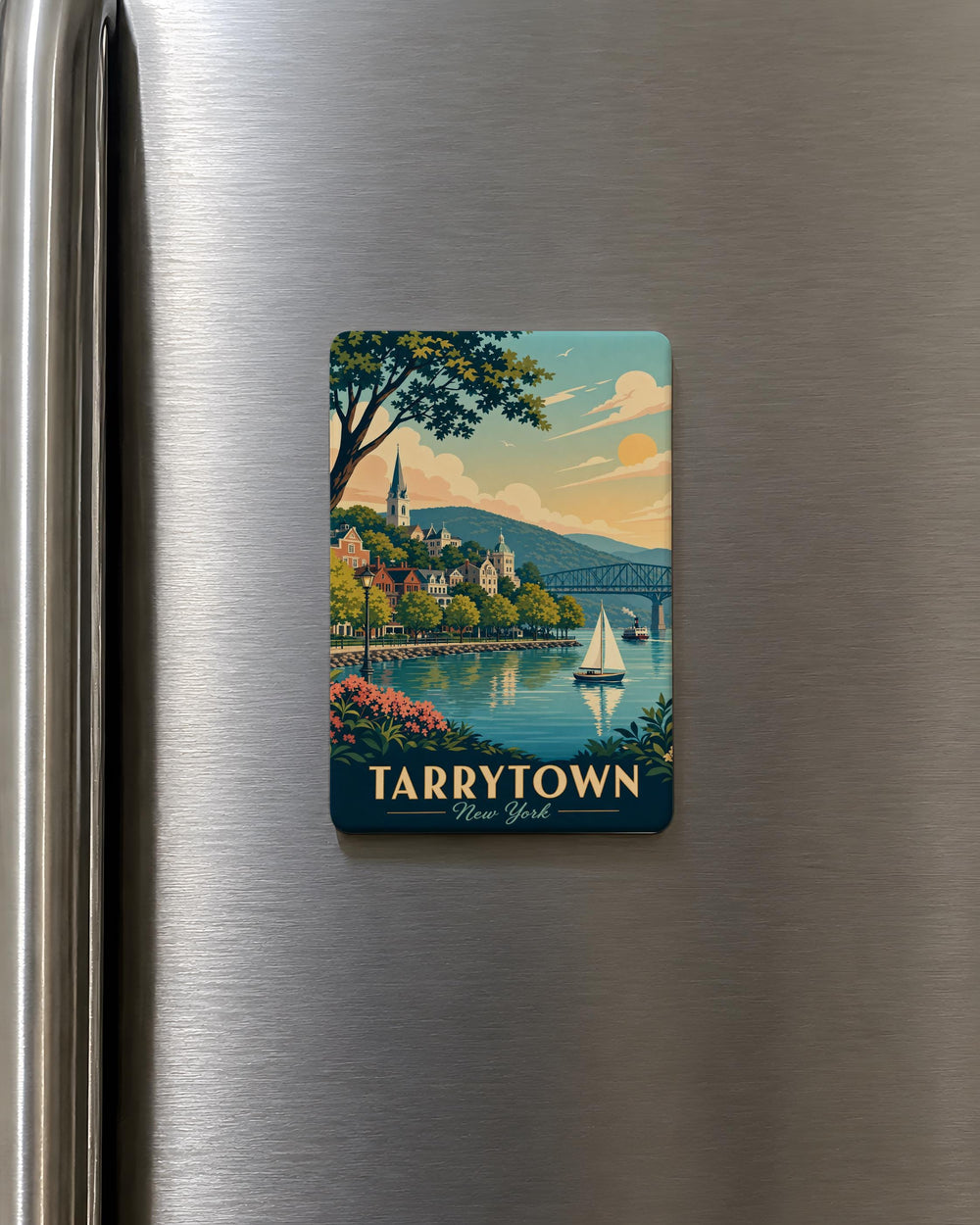 Tarrytown NY Fridge Magnet, Tarrytown New York Souvenir Magnet, Hudson River Valley Travel Gift, Westchester County Keepsake Magnet