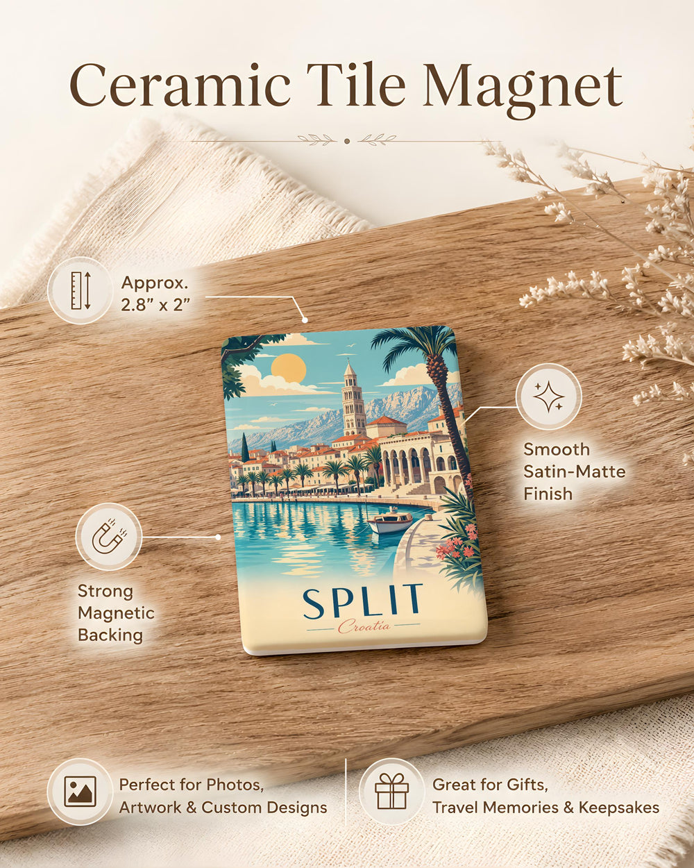 Split Croatia Fridge Magnet, Split City Souvenir, Dalmatian Coast Travel Gift, Croatia Vacation Keepsake, Split Old Town Magnet