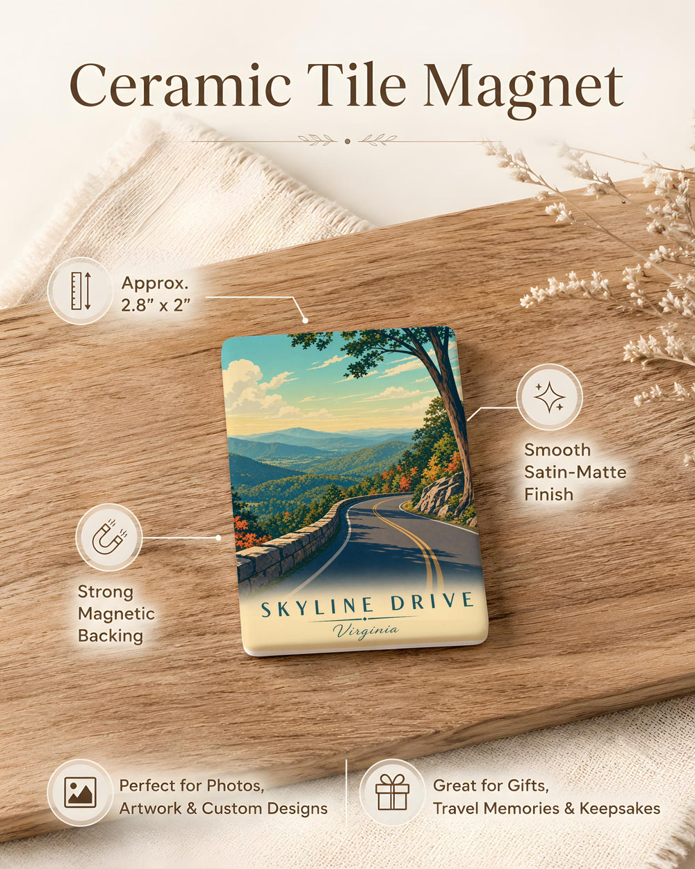 Skyline Drive Fridge Magnet, Scenic Mountain Road Overlook Souvenir Magnet, Shenandoah National Park Travel Gift