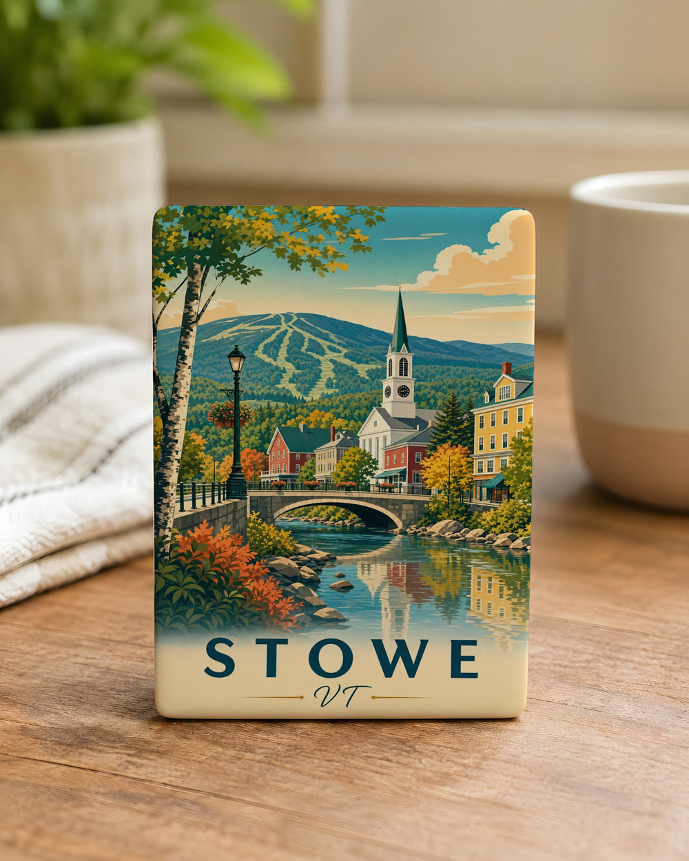 Stowe VT Fridge Magnet, Stowe Vermont Souvenir Magnet, Stowe Village Travel Gift, Vermont Mountain Town Keepsake Magnet