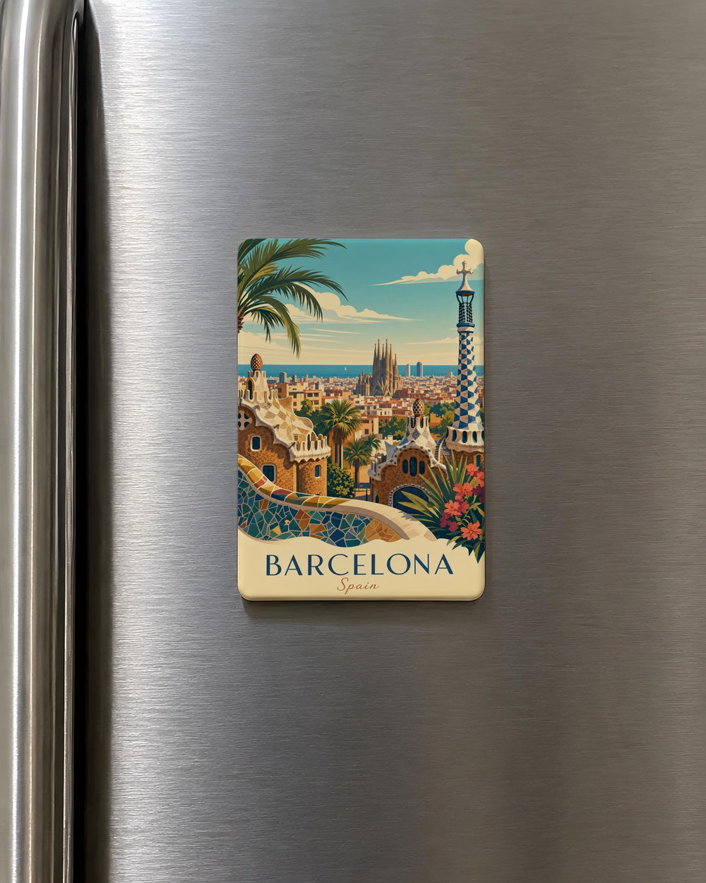 Spain Fridge Magnet, Spain Travel Souvenir Magnet, Spanish Flag Magnet, Madrid Barcelona Seville Valencia Spain Gift Magnet