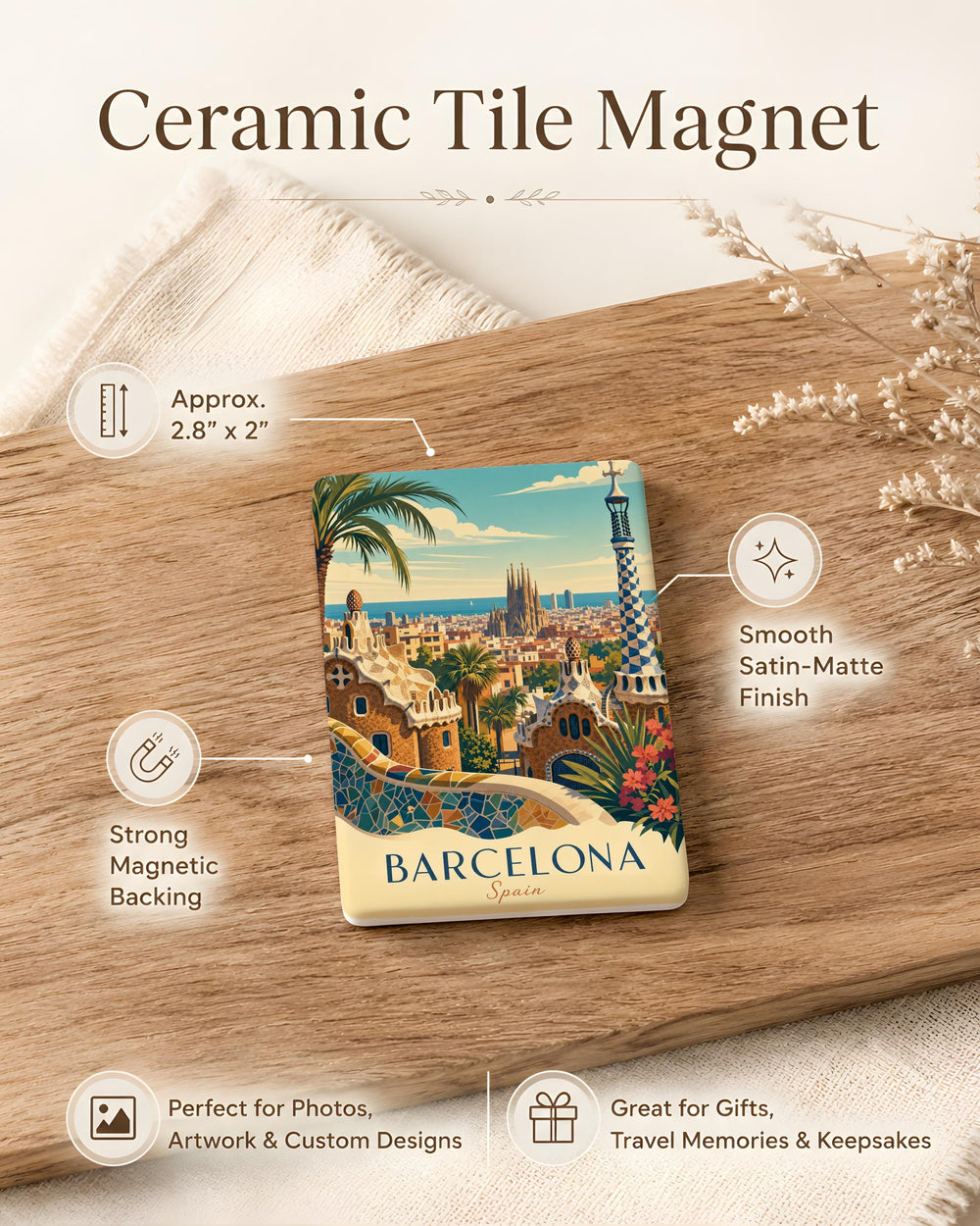 Spain Fridge Magnet, Spain Travel Souvenir Magnet, Spanish Flag Magnet, Madrid Barcelona Seville Valencia Spain Gift Magnet