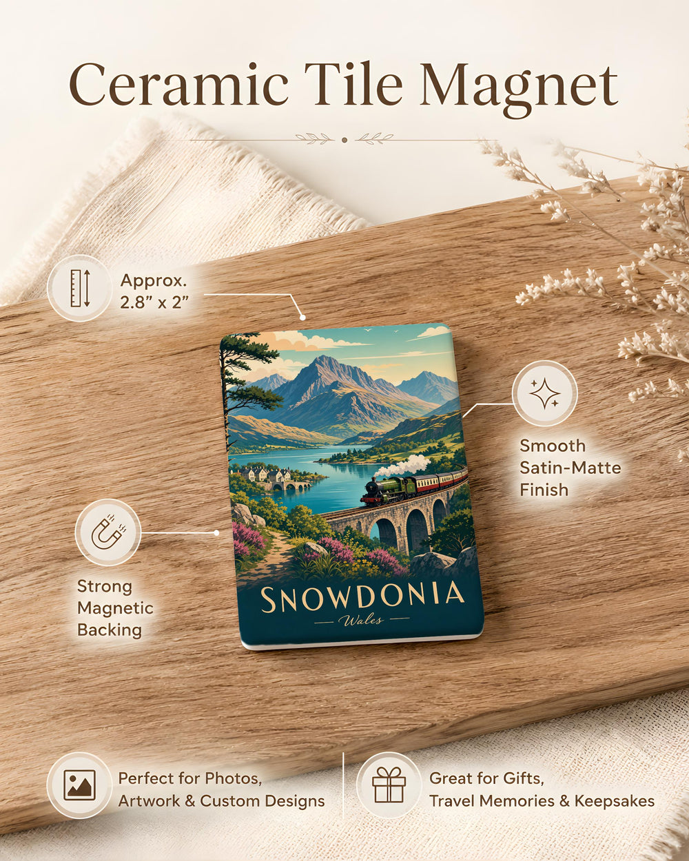 Snowdonia Wales Fridge Magnet, Snowdonia National Park Souvenir, Wales Travel Gift, Mountain Landscape Keepsake Magnet