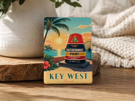 Southernmost Point Fridge Magnet, Key West Florida Landmark Souvenir, Mile Marker 0 Coastal Travel Keepsake