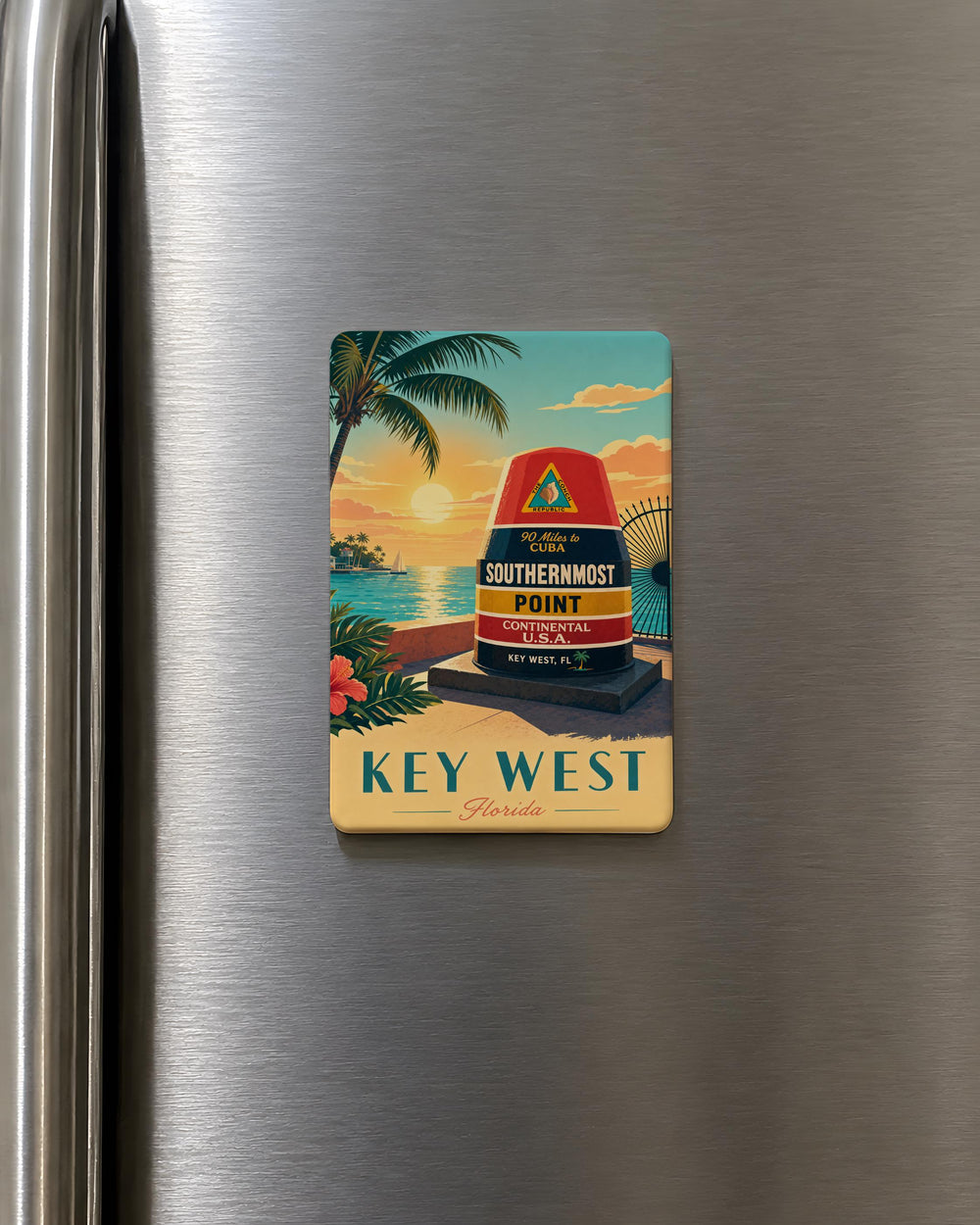 Southernmost Point Fridge Magnet, Key West Florida Landmark Souvenir, Mile Marker 0 Coastal Travel Keepsake