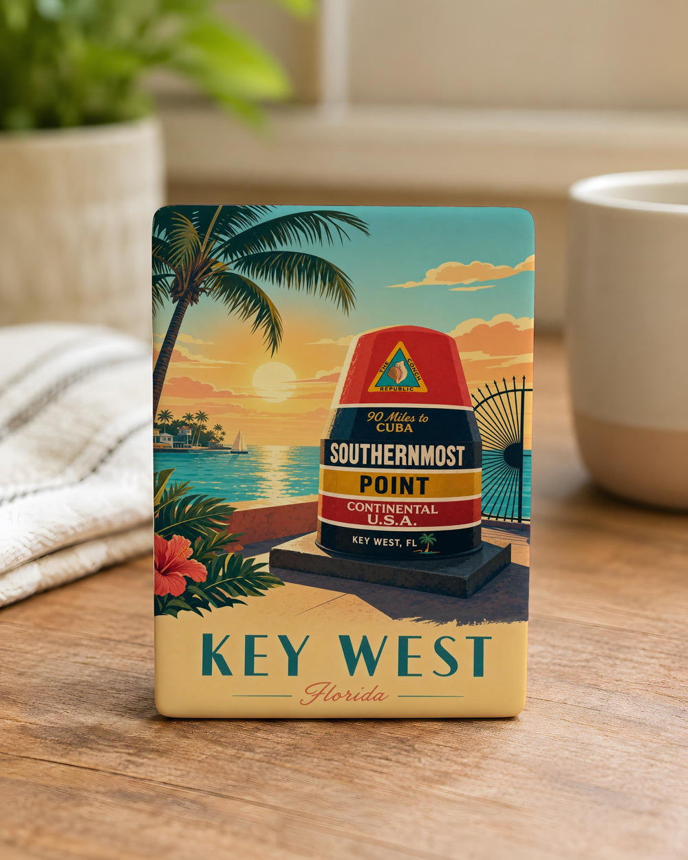 Southernmost Point Fridge Magnet, Key West Florida Landmark Souvenir, Mile Marker 0 Coastal Travel Keepsake