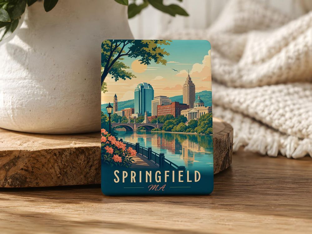 Springfield MA Fridge Magnet, Springfield Massachusetts Souvenir Magnet, City Landmark Travel Keepsake Gift