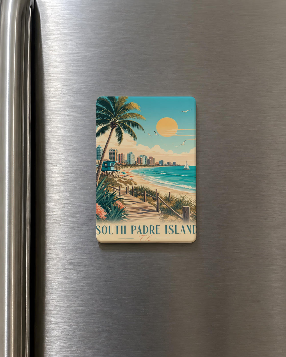 South Padre Island TX Fridge Magnet, Texas Beach Souvenir Magnet, South Padre Island Vacation Travel Keepsake Gift