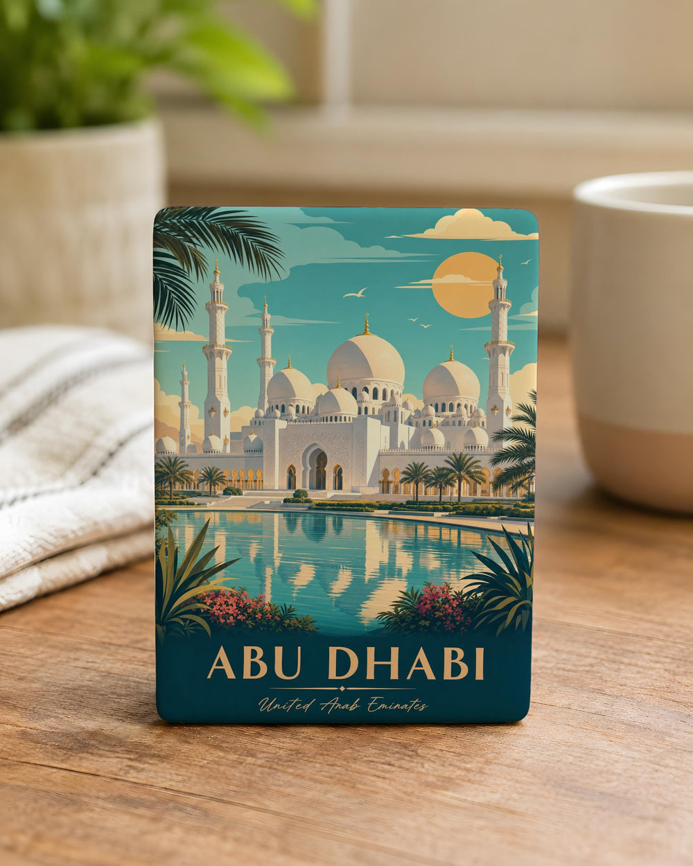 Sheikh Zayed Grand Mosque Fridge Magnet, Abu Dhabi Mosque Souvenir Magnet, UAE Landmark Refrigerator Magnet