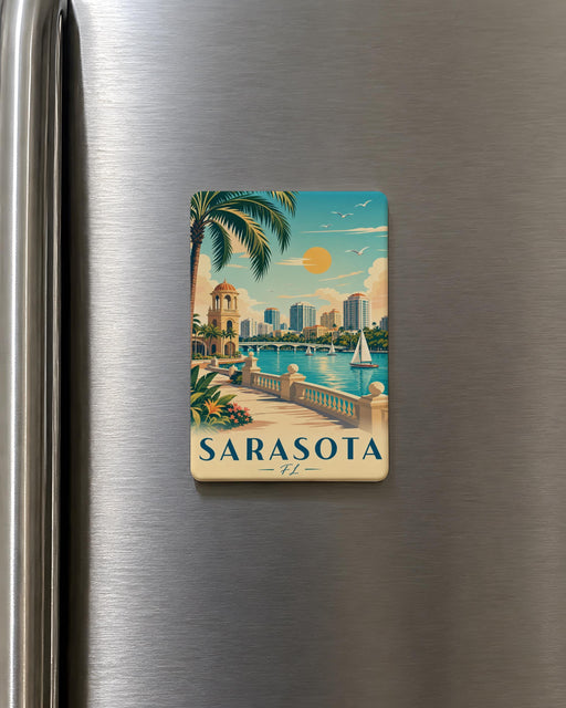 Sarasota FL Fridge Magnet, Sarasota Florida Souvenir Magnet, Gulf Coast Travel Gift, Beach Vacation Keepsake Magnet