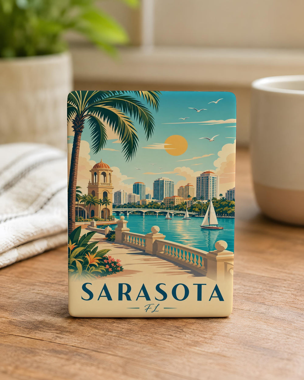Sarasota FL Fridge Magnet, Sarasota Florida Souvenir Magnet, Gulf Coast Travel Gift, Beach Vacation Keepsake Magnet