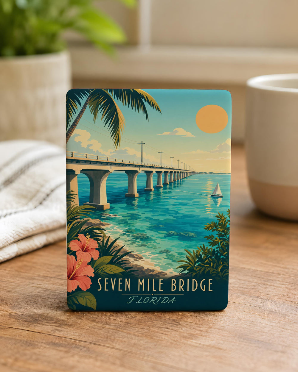 Seven Mile Bridge Fridge Magnet, Florida Keys Overseas Highway Bridge Souvenir Magnet, Coastal Travel Keepsake Magnet