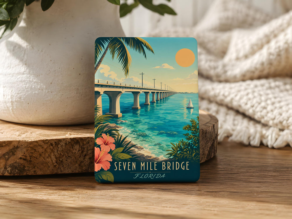 Seven Mile Bridge Fridge Magnet, Florida Keys Overseas Highway Bridge Souvenir Magnet, Coastal Travel Keepsake Magnet