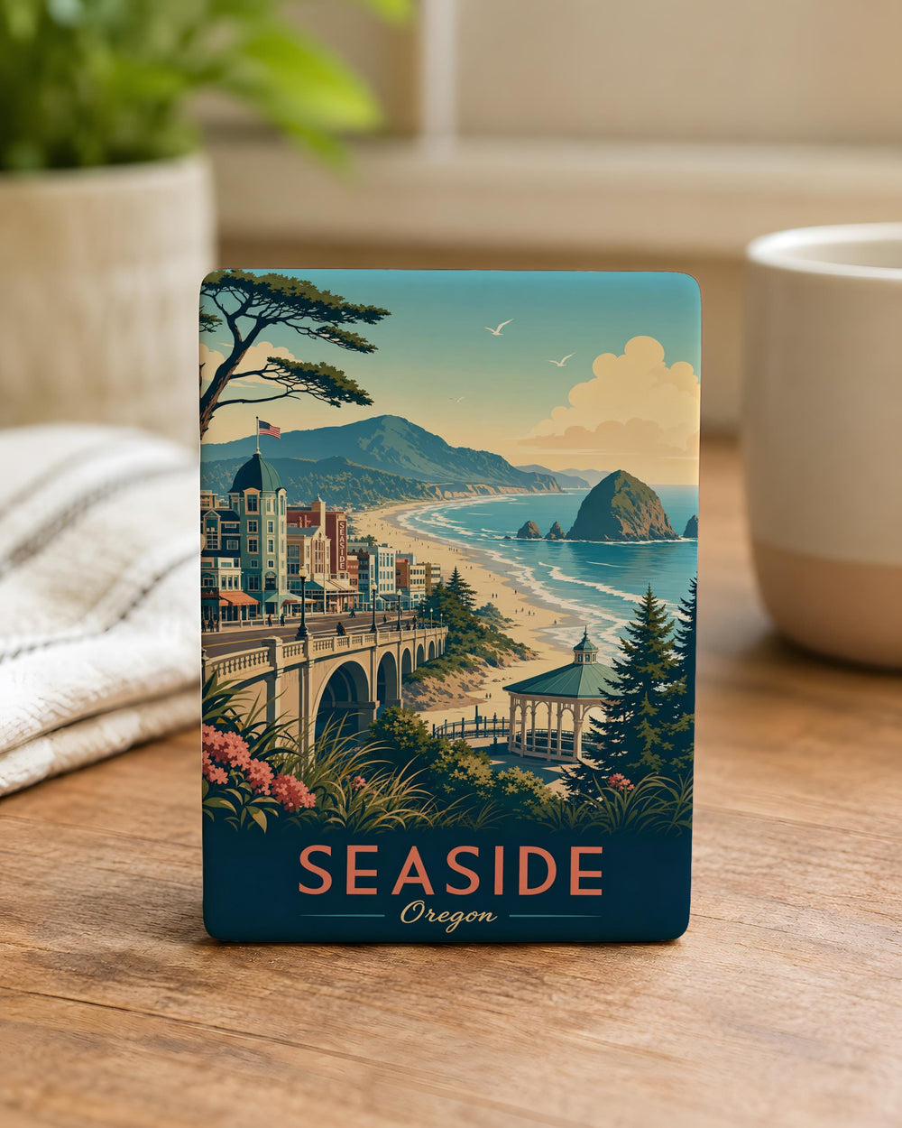 Seaside Oregon Fridge Magnet, Oregon Coast Souvenir Magnet, Beach Town Travel Keepsake, Coastal Vacation Gift