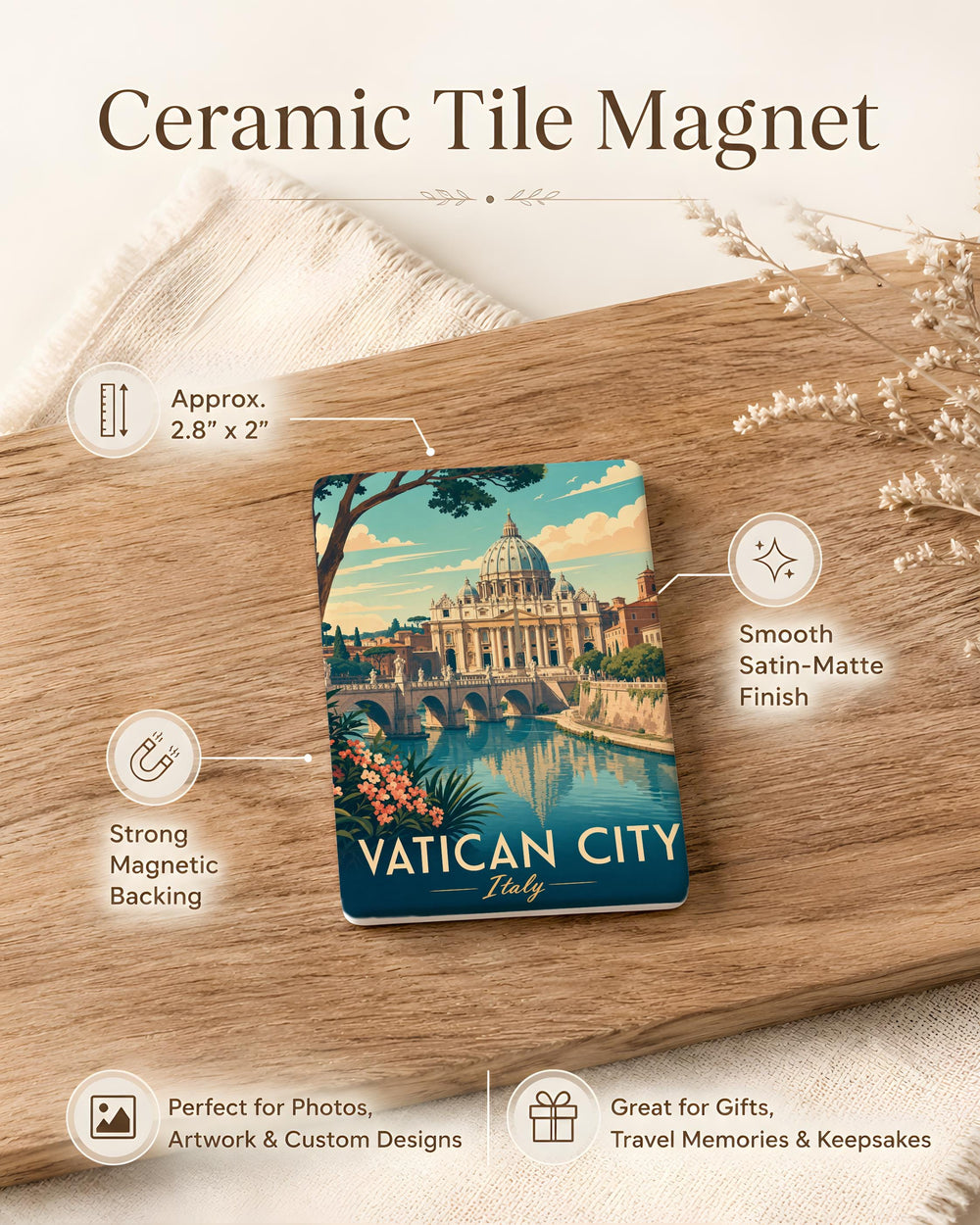 St Peter’s Basilica Fridge Magnet, Vatican City Souvenir Magnet, Rome Italy Landmark Refrigerator Magnet, Catholic Church Gift