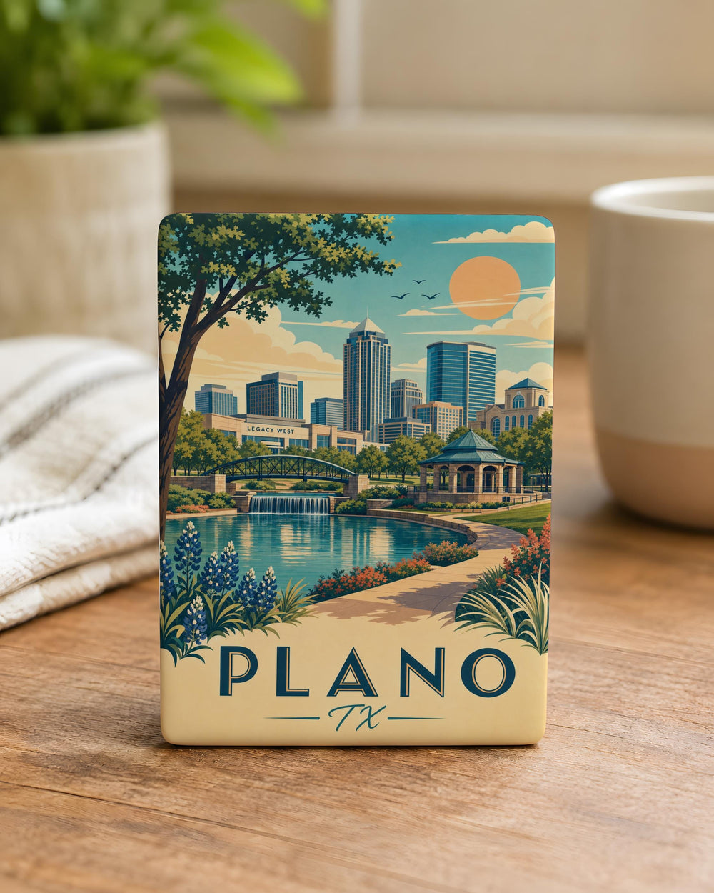 Plano, Texas Fridge Magnet, Plano TX Souvenir Magnet, Plano Texas Travel Gift, City Landmark Magnet, Texas Keepsake Magnet