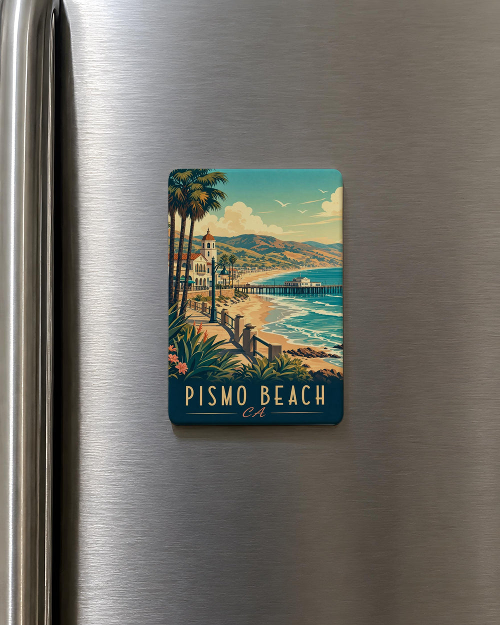 Pismo Beach CA Fridge Magnet, Pismo Beach California Souvenir Magnet, Central Coast Travel Gift, Beach Town Keepsake Magnet
