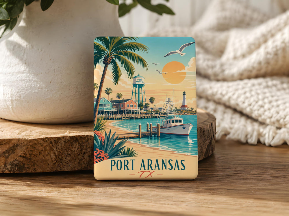 Port Aransas TX Fridge Magnet, Port Aransas Texas Souvenir Magnet, Coastal Beach Town Travel Keepsake Magnet