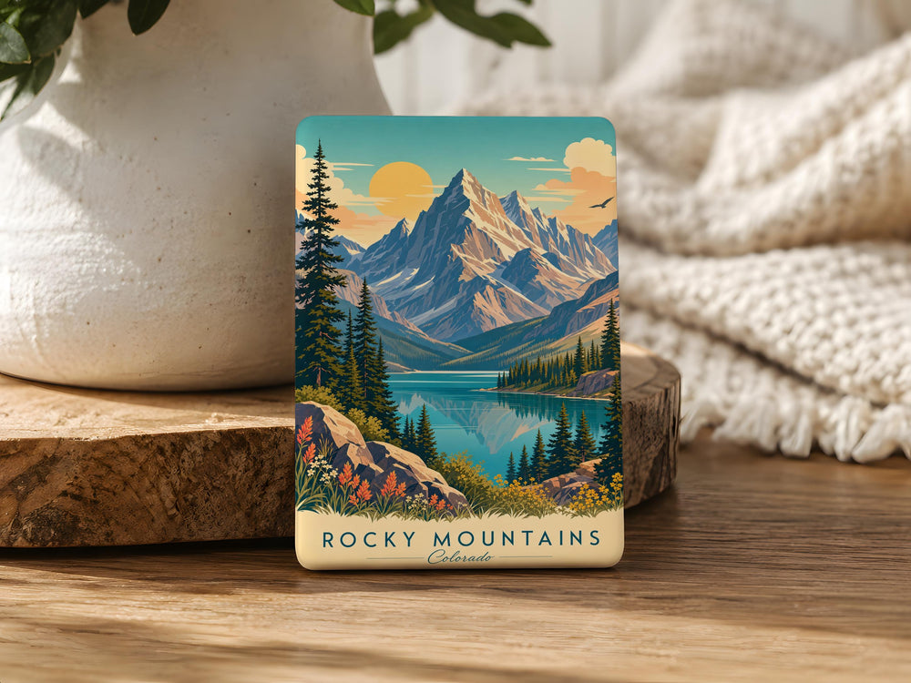 Rocky Mountains Fridge Magnet, Colorado Mountain Range Souvenir, Alpine Peaks Travel Keepsake, Hiking Adventure Gift