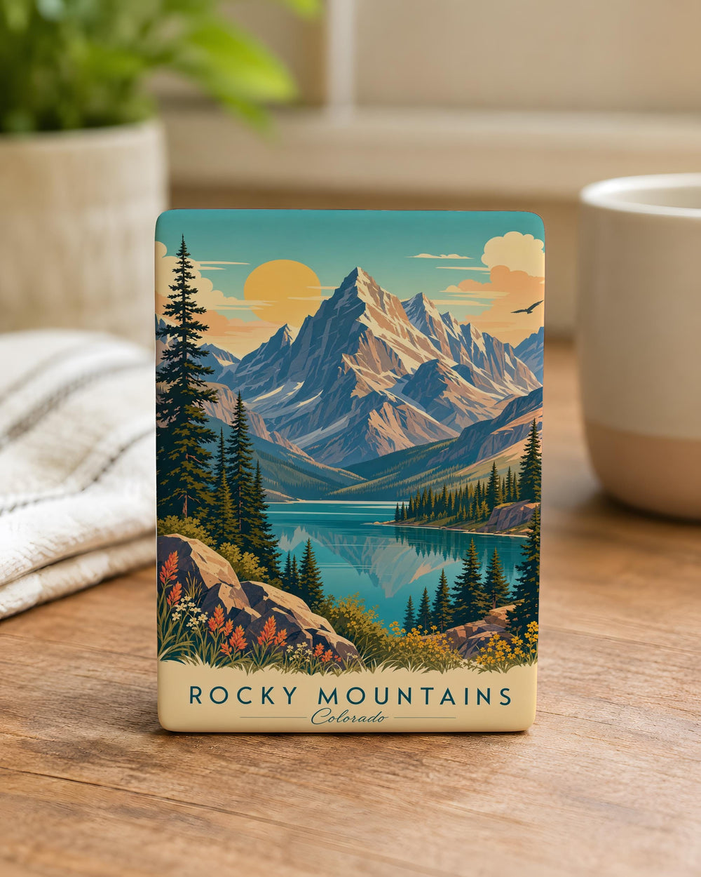 Rocky Mountains Fridge Magnet, Colorado Mountain Range Souvenir, Alpine Peaks Travel Keepsake, Hiking Adventure Gift