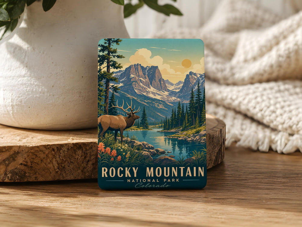 Rocky Mountain National Park Fridge Magnet, Colorado Mountain Landscape Souvenir Magnet, Estes Park Travel Keepsake Magnet