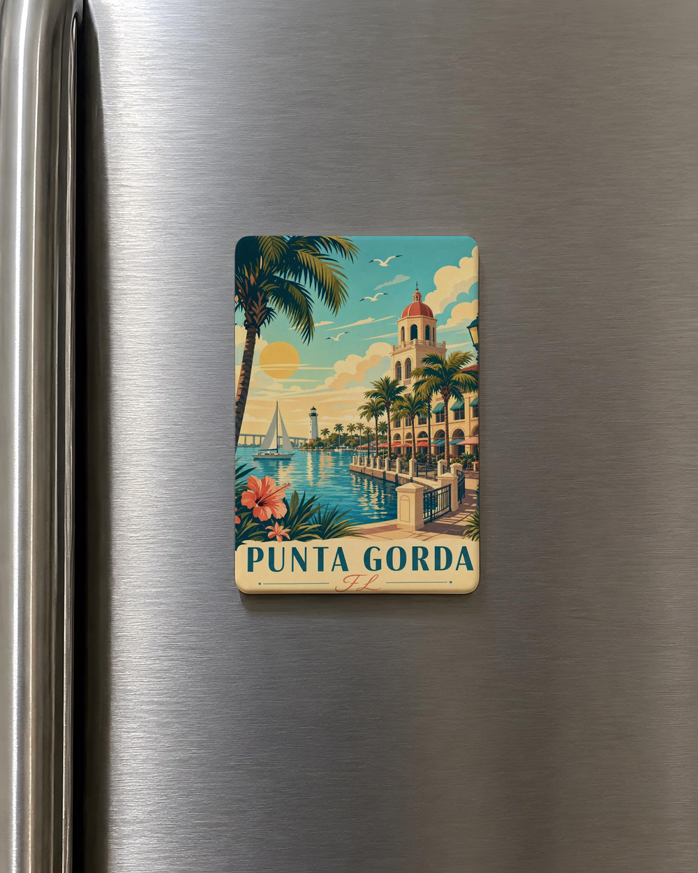 Punta Gorda FL Fridge Magnet, Punta Gorda Florida Souvenir Magnet, Coastal Gulf Coast Travel Gift, Vacation Keepsake Magnet