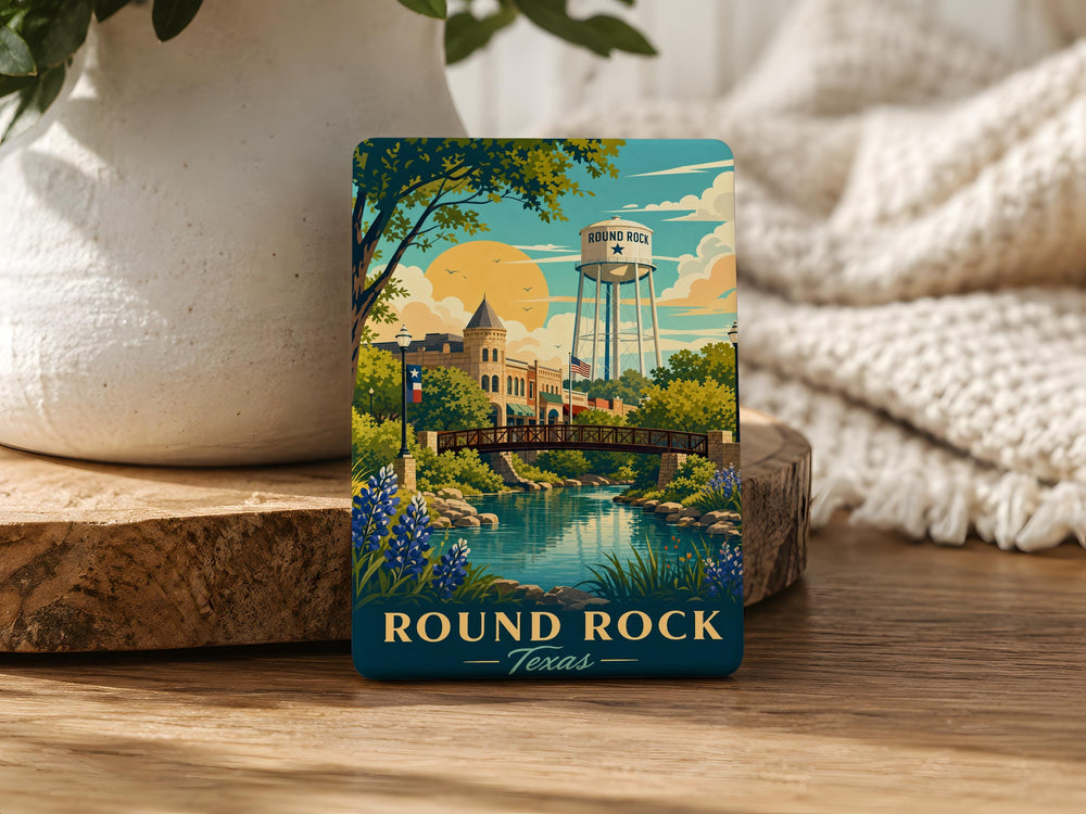 Round Rock TX Fridge Magnet, Round Rock Texas Souvenir Magnet, Round Rock Landmark Travel Gift, Texas City Keepsake Magnet