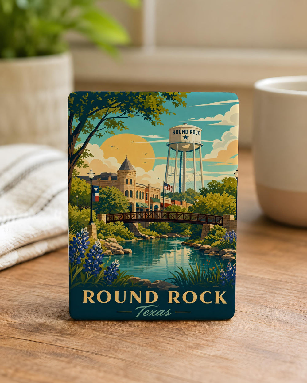 Round Rock TX Fridge Magnet, Round Rock Texas Souvenir Magnet, Round Rock Landmark Travel Gift, Texas City Keepsake Magnet